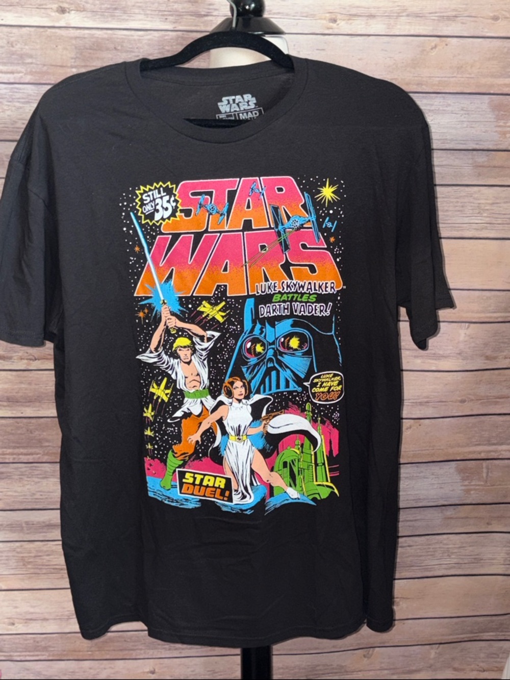 Star Wars Black Tee with Multicolor Retro Comic Print